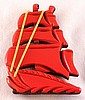 BP107 wood/galalith clipper ship pin